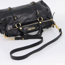 Miu Miu Hand Bag Vitellolux 2way Black Gold Auth 207617SAM-9