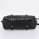 Miu Miu Hand Bag Vitellolux 2way Black Gold Auth 207617SAM-5