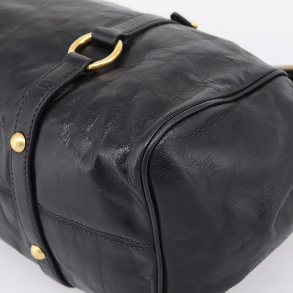 Miu Miu Hand Bag Vitellolux 2way Black Gold Auth 207617SAM