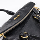 Miu Miu Hand Bag Vitellolux 2way Black Gold Auth 207617SAM-21