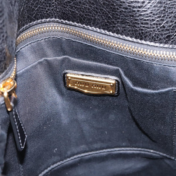 Miu Miu Hand Bag Vitellolux 2way Black Gold Auth 207617SAM