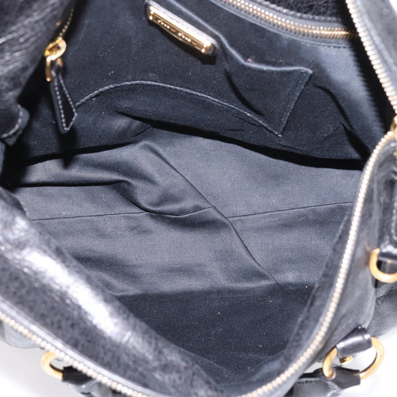 Miu Miu Hand Bag Vitellolux 2way Black Gold Auth 207617SAM