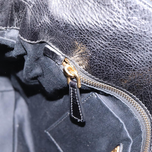 Miu Miu Hand Bag Vitellolux 2way Black Gold Auth 207617SAM