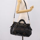 Miu Miu Hand Bag Vitellolux 2way Black Gold Auth 207617SAM-28