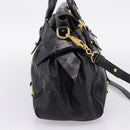 Miu Miu Hand Bag Vitellolux 2way Black Gold Auth 207617SAM-3