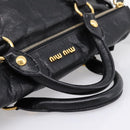 Miu Miu Hand Bag Vitellolux 2way Black Gold Auth 207617SAM-7