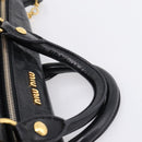 Miu Miu Hand Bag Vitellolux 2way Black Gold Auth 207617SAM-14