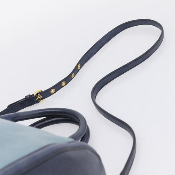 Miu Miu Hand Bag Vitellolux 2way Navy Gold Auth 207618