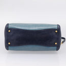 Miu Miu Hand Bag Vitellolux 2way Navy Gold Auth 207618-11
