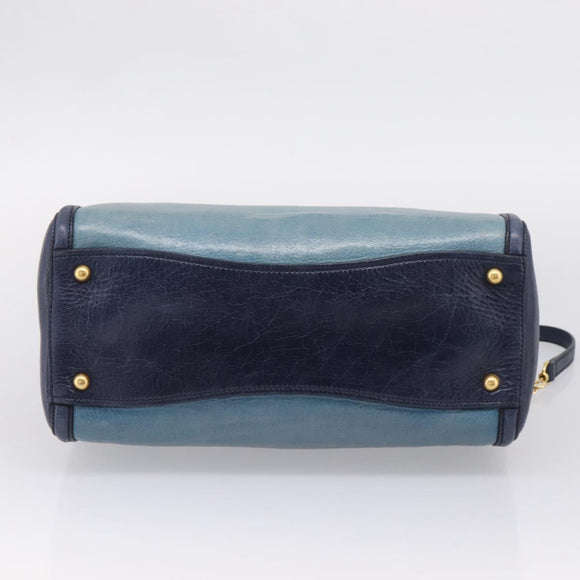 Miu Miu Hand Bag Vitellolux 2way Navy Gold Auth 207618
