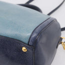 Miu Miu Hand Bag Vitellolux 2way Navy Gold Auth 207618-12
