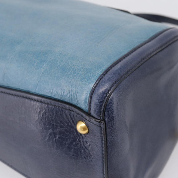 Miu Miu Hand Bag Vitellolux 2way Navy Gold Auth 207618