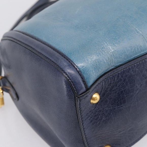 Miu Miu Hand Bag Vitellolux 2way Navy Gold Auth 207618