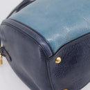 Miu Miu Hand Bag Vitellolux 2way Navy Gold Auth 207618-18