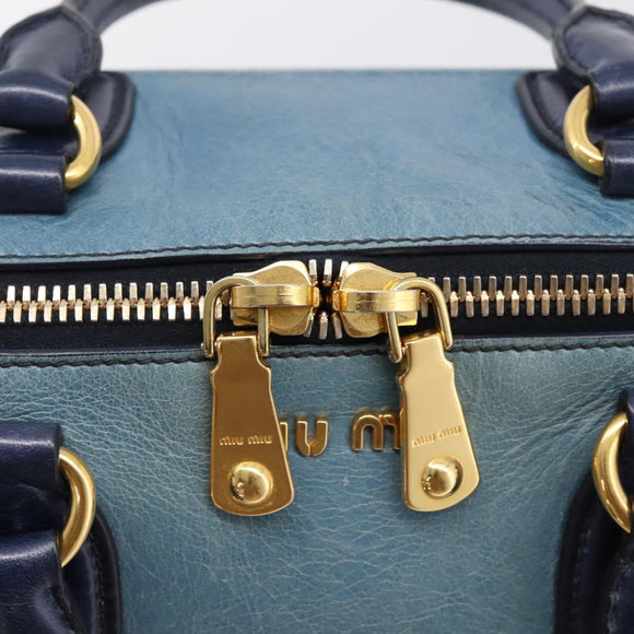 Miu Miu Hand Bag Vitellolux 2way Navy Gold Auth 207618