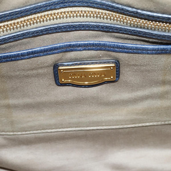 Miu Miu Hand Bag Vitellolux 2way Navy Gold Auth 207618