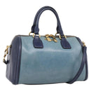 Miu Miu Hand Bag Vitellolux 2way Navy Gold Auth 207618-1