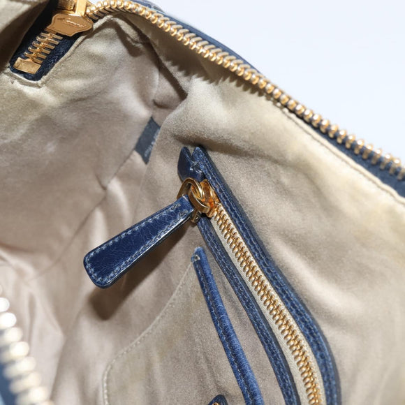 Miu Miu Hand Bag Vitellolux 2way Navy Gold Auth 207618