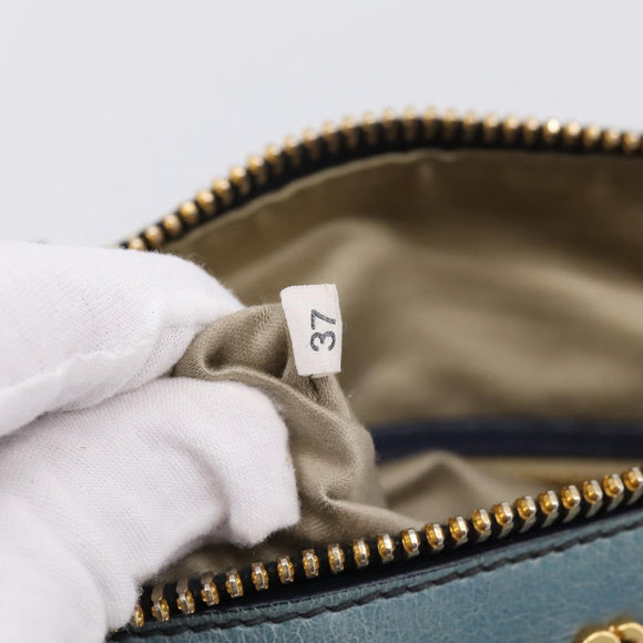 Miu Miu Hand Bag Vitellolux 2way Navy Gold Auth 207618