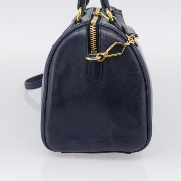 Miu Miu Hand Bag Vitellolux 2way Navy Gold Auth 207618