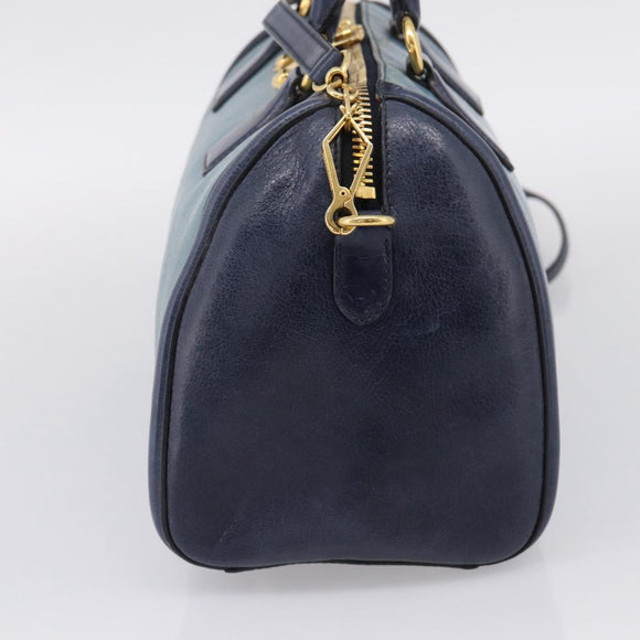 Miu Miu Hand Bag Vitellolux 2way Navy Gold Auth 207618