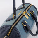 Miu Miu Hand Bag Vitellolux 2way Navy Gold Auth 207618-6