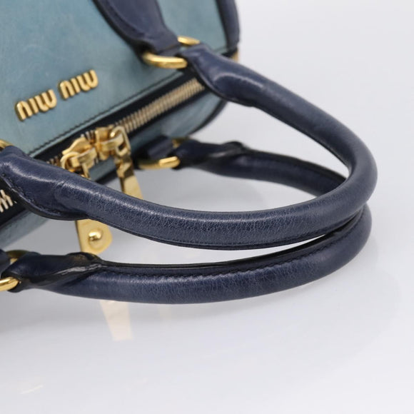 Miu Miu Hand Bag Vitellolux 2way Navy Gold Auth 207618