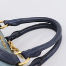 Miu Miu Hand Bag Vitellolux 2way Navy Gold Auth 207618-8