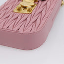 Miu Miu Matelasse Chain Shoulder Bag Leather Pink Gold Auth 207619V-9