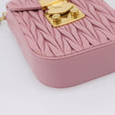 Miu Miu Matelasse Chain Shoulder Bag Leather Pink Gold Auth 207619V-14