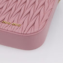 Miu Miu Matelasse Chain Shoulder Bag Leather Pink Gold Auth 207619V-15