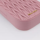Miu Miu Matelasse Chain Shoulder Bag Leather Pink Gold Auth 207619V-16
