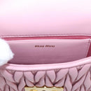 Miu Miu Matelasse Chain Shoulder Bag Leather Pink Gold Auth 207619V-18