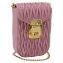Miu Miu Matelasse Chain Shoulder Bag Leather Pink Gold Auth 207619V-1