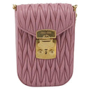 Miu Miu Matelasse Chain Shoulder Bag Leather Pink Gold Auth 207619V-13