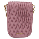 Miu Miu Matelasse Chain Shoulder Bag Leather Pink Gold Auth 207619V-2