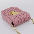 Miu Miu Matelasse Chain Shoulder Bag Leather Pink Gold Auth 207619V-6