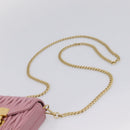 Miu Miu Matelasse Chain Shoulder Bag Leather Pink Gold Auth 207619V-8