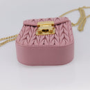 Miu Miu Matelasse Chain Shoulder Bag Leather Pink Gold Auth 207619V-5