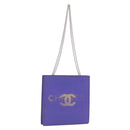 CHANEL Hologram Chain Shoulder Bag Vinyl Purple Silver CC Auth 207620A-1