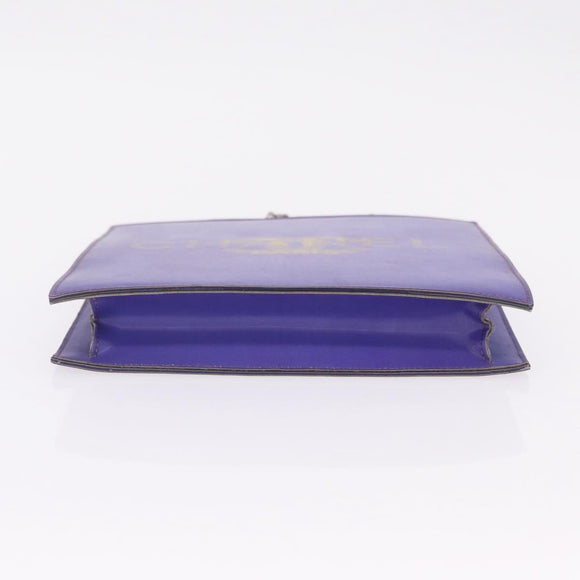 CHANEL Hologram Chain Shoulder Bag Vinyl Purple Silver CC Auth 207620A