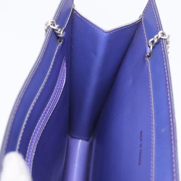CHANEL Hologram Chain Shoulder Bag Vinyl Purple Silver CC Auth 207620A
