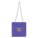 CHANEL Hologram Chain Shoulder Bag Vinyl Purple Silver CC Auth 207620A-13