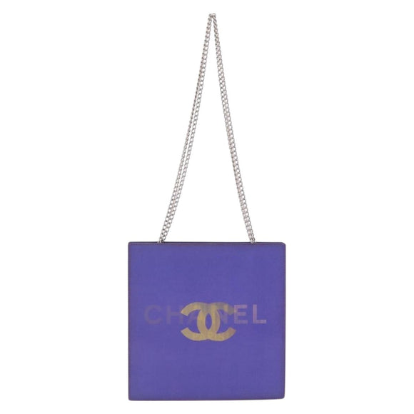 CHANEL Hologram Chain Shoulder Bag Vinyl Purple Silver CC Auth 207620A