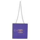 CHANEL Hologram Chain Shoulder Bag Vinyl Purple Silver CC Auth 207620A-2