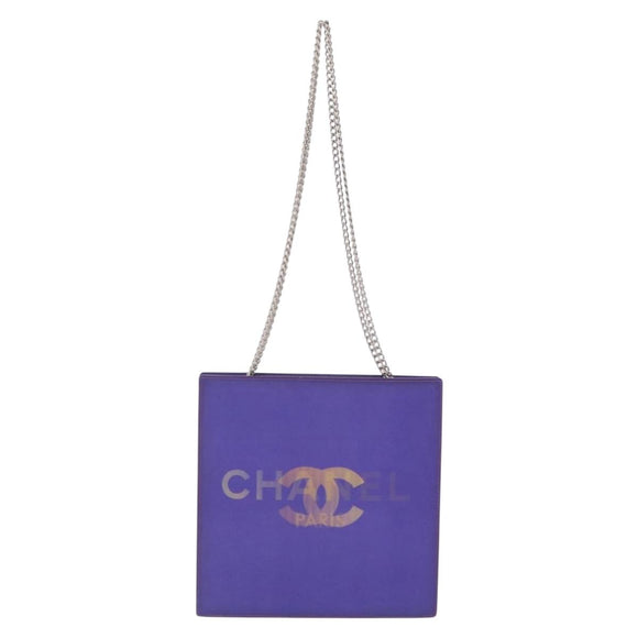 CHANEL Hologram Chain Shoulder Bag Vinyl Purple Silver CC Auth 207620A