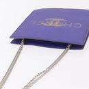 CHANEL Hologram Chain Shoulder Bag Vinyl Purple Silver CC Auth 207620A-7