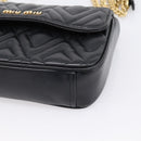 Miu Miu Chain Shoulder Bag Leather Black Gold Auth 207621SAM-9