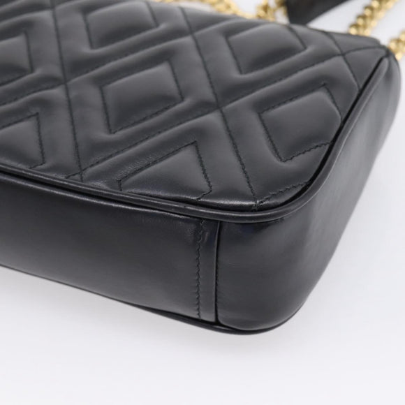 Miu Miu Chain Shoulder Bag Leather Black Gold Auth 207621SAM
