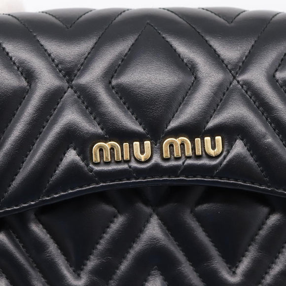 Miu Miu Chain Shoulder Bag Leather Black Gold Auth 207621SAM